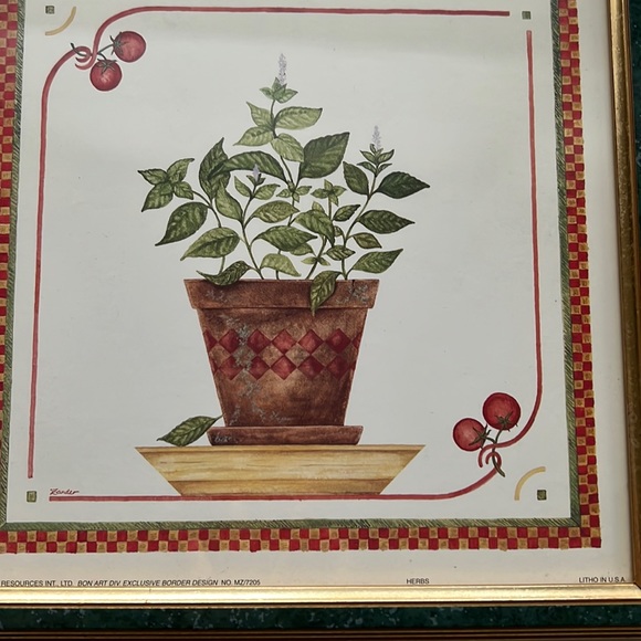 ✨ 1996 ART RESOURCES INT LTD -Set of 3 Framed Prints TOMATOES - HERBS - PASTA. - Picture 6 of 16